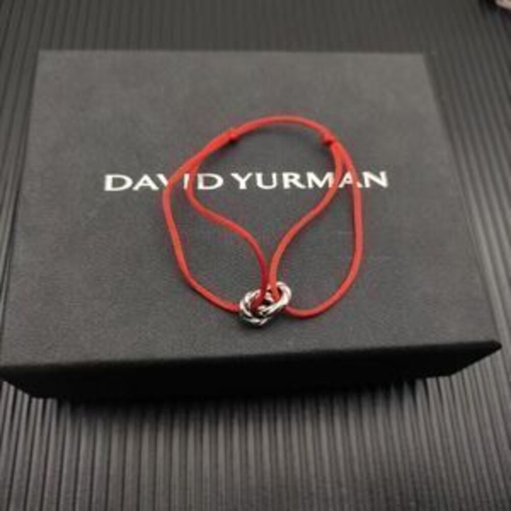 David Yurman Red Double-Ring Silver Nylon Rope Bracelet - Picture 3 of 5